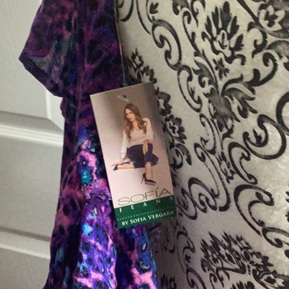 Sofia Jeans By Sofia Vergara Purple and Blue Leopard Print Dress True Wrap New - Picture 8 of 8